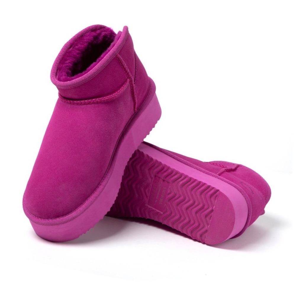 Fireside x Dearfoams Kingston Genuine Shearling Platform Bootie Mystic‎ Purple 9